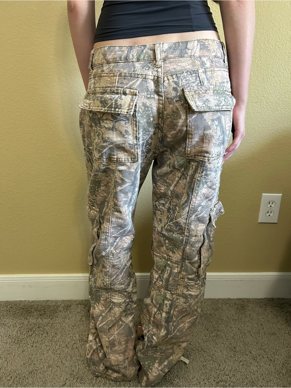 Camo Cargo Drawstring Pants - Neutral Camouflage - Picture 2 of 4